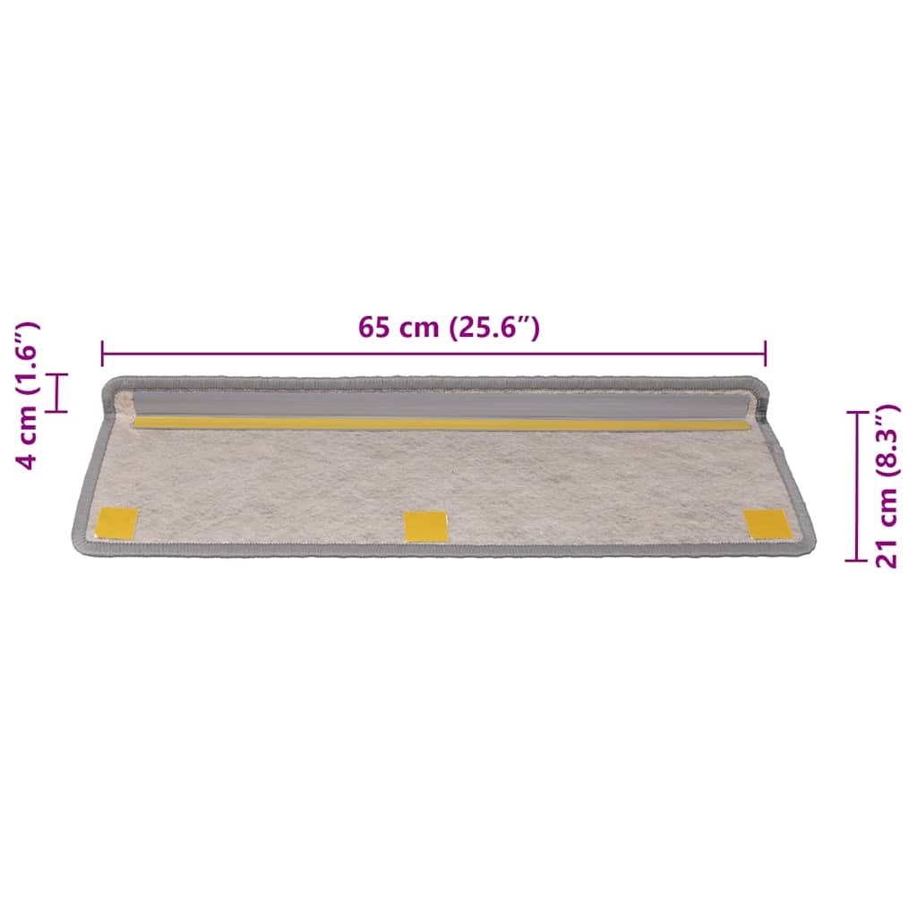 Samoljepljivi otirači za stepenice 30 kom 65x21x4 cm srebrni