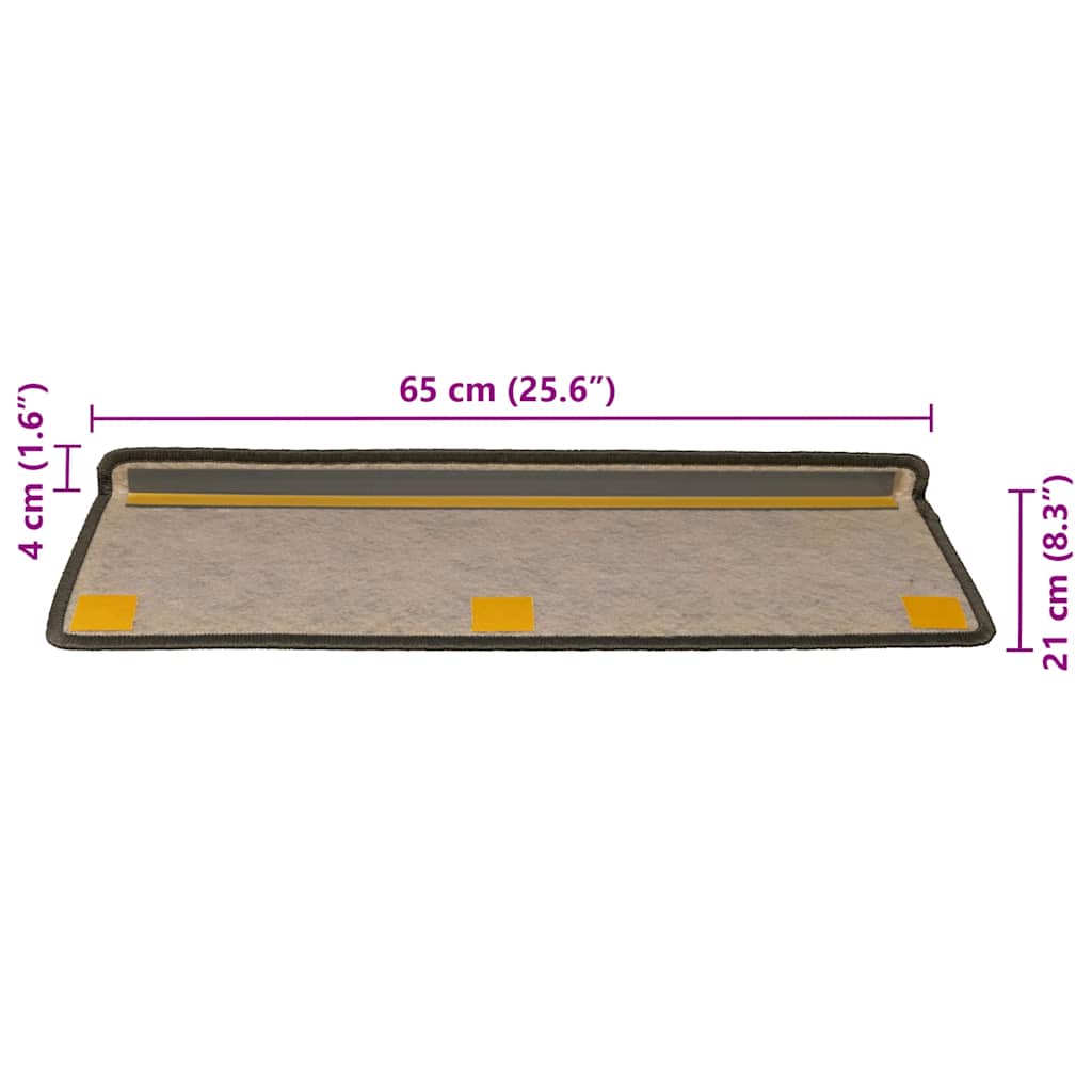 Samoljepljivi otirači za stepenice 30 kom 65x21x4 cm sivi/bež