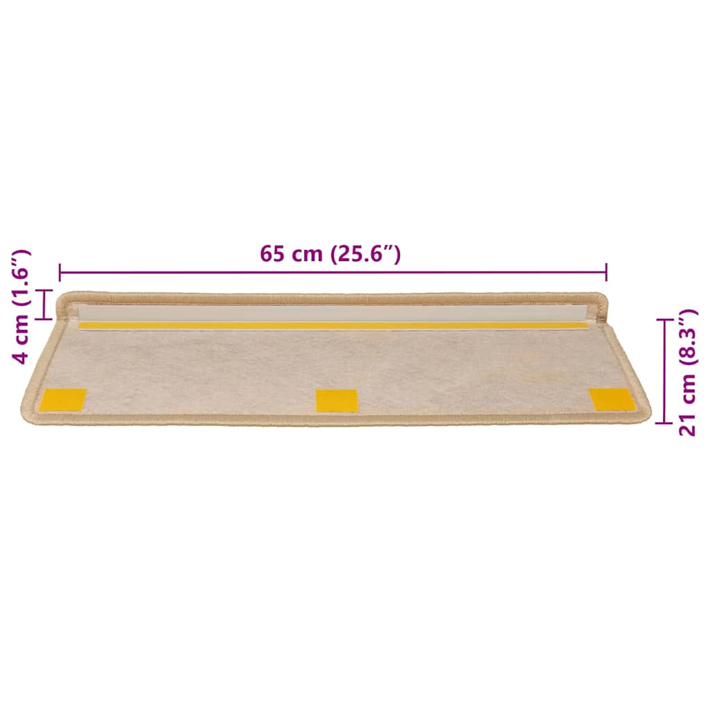 Samoljepljivi otirači za stepenice 30 kom 65x21x4 cm svjetlobež