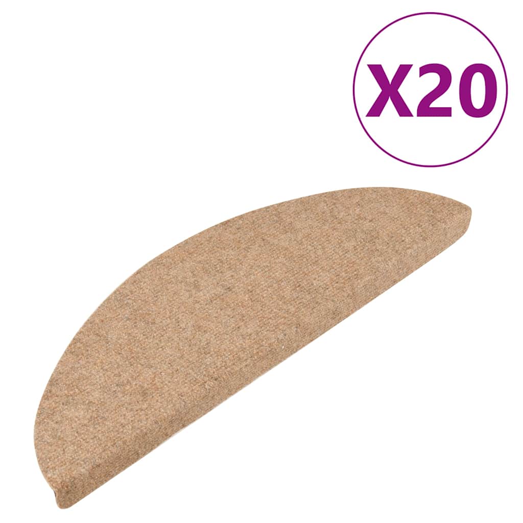 Prostirke za stepenice samoljepljive 20 kom bež 56x17x3 cm