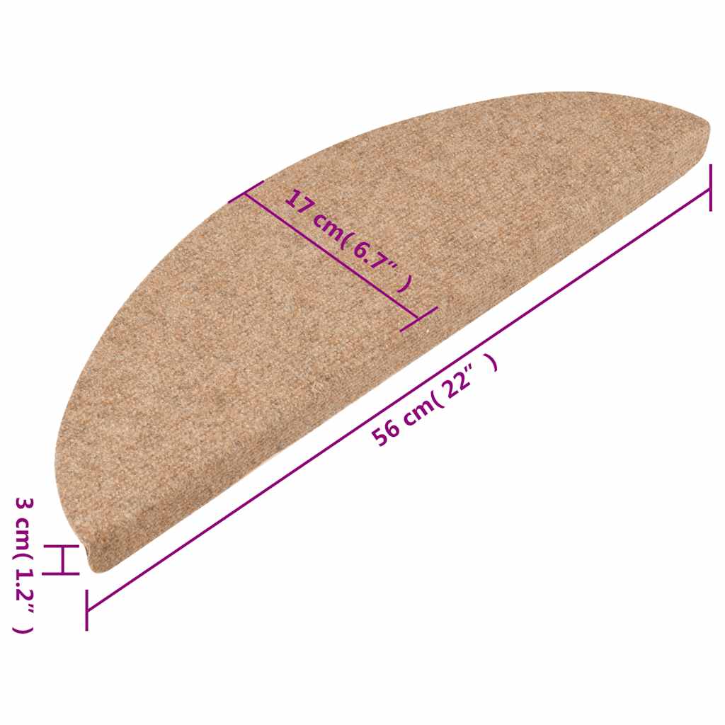 Prostirke za stepenice samoljepljive 20 kom bež 56x17x3 cm