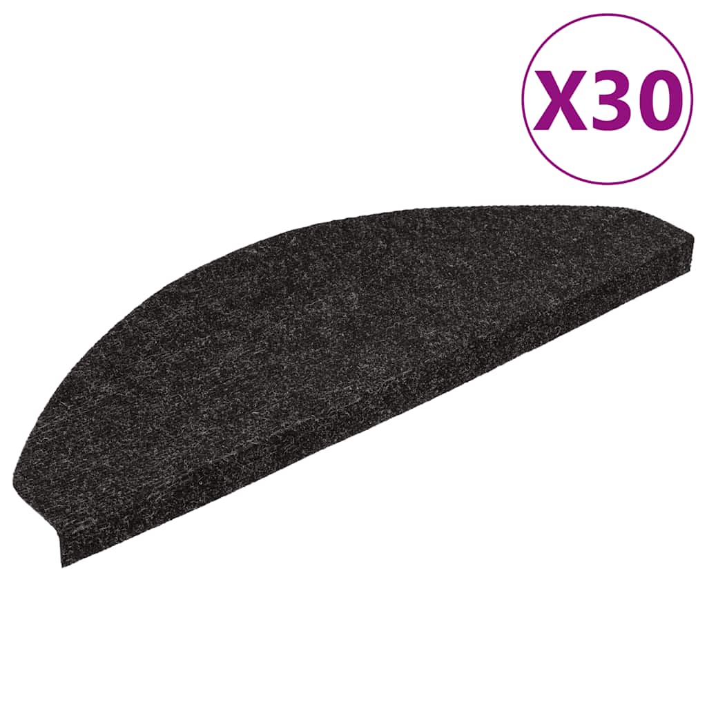 Samoljepljivi otirači za stepenice 30 kom crni 56 x 17 x 3 cm