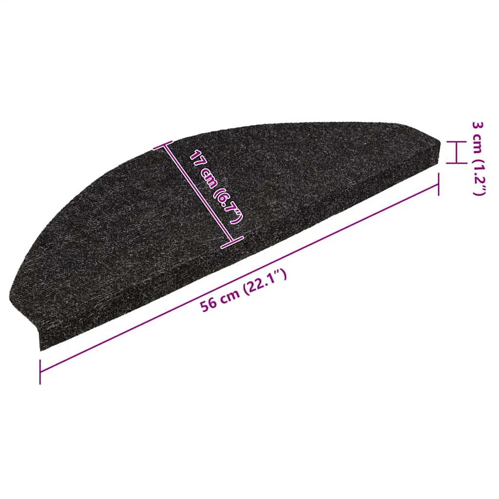 Samoljepljivi otirači za stepenice 30 kom crni 56 x 17 x 3 cm