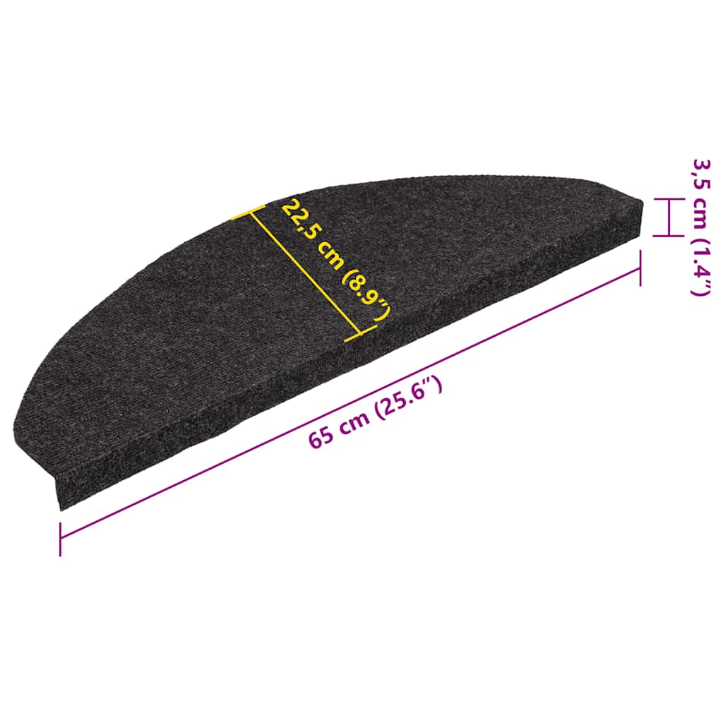 Samoljepljivi otirači za stepenice 20 kom crni 65x22,5x3,5 cm