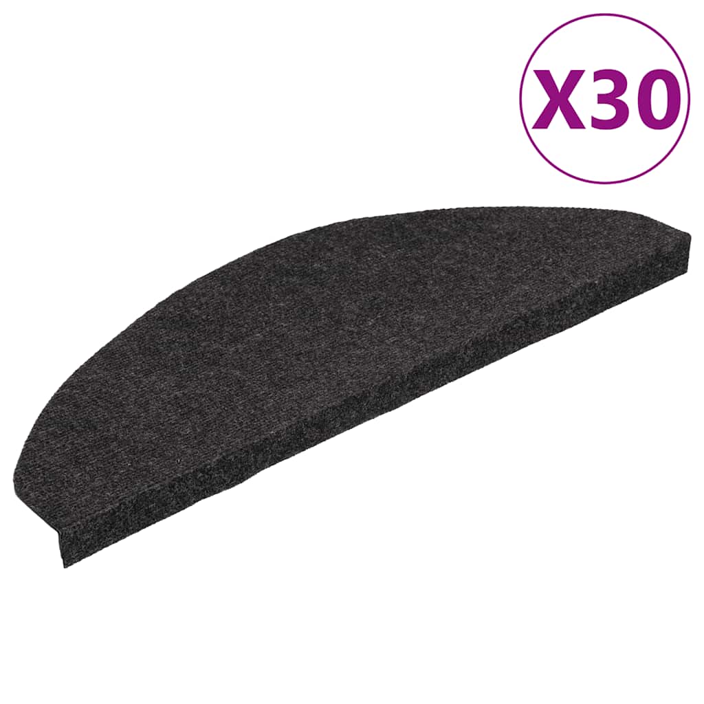 Samoljepljivi otirači za stepenice 30 kom crni 65x22,5x3,5 cm