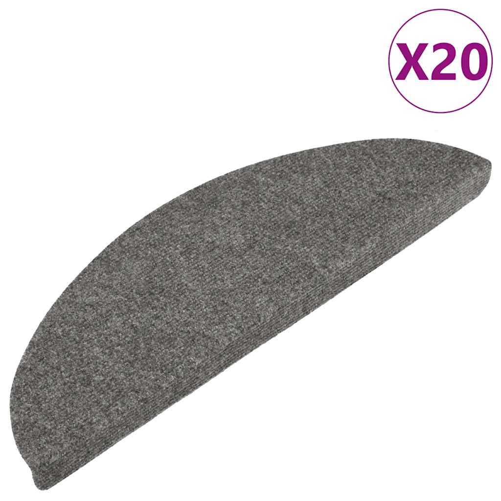Samoljepljivi otirači za stepenice 20 kom sivi 56 x 17 x 3 cm