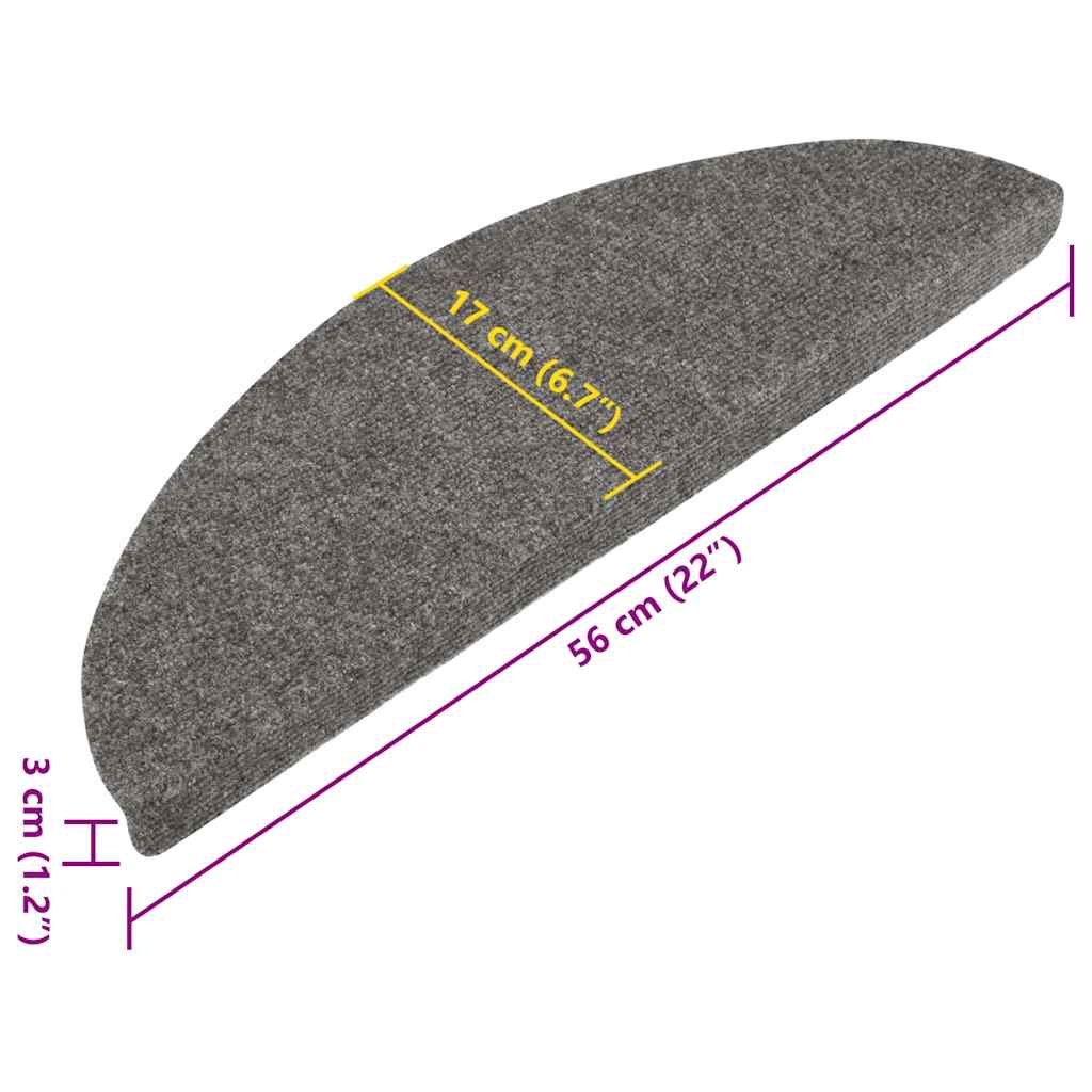 Samoljepljivi otirači za stepenice 20 kom sivi 56 x 17 x 3 cm