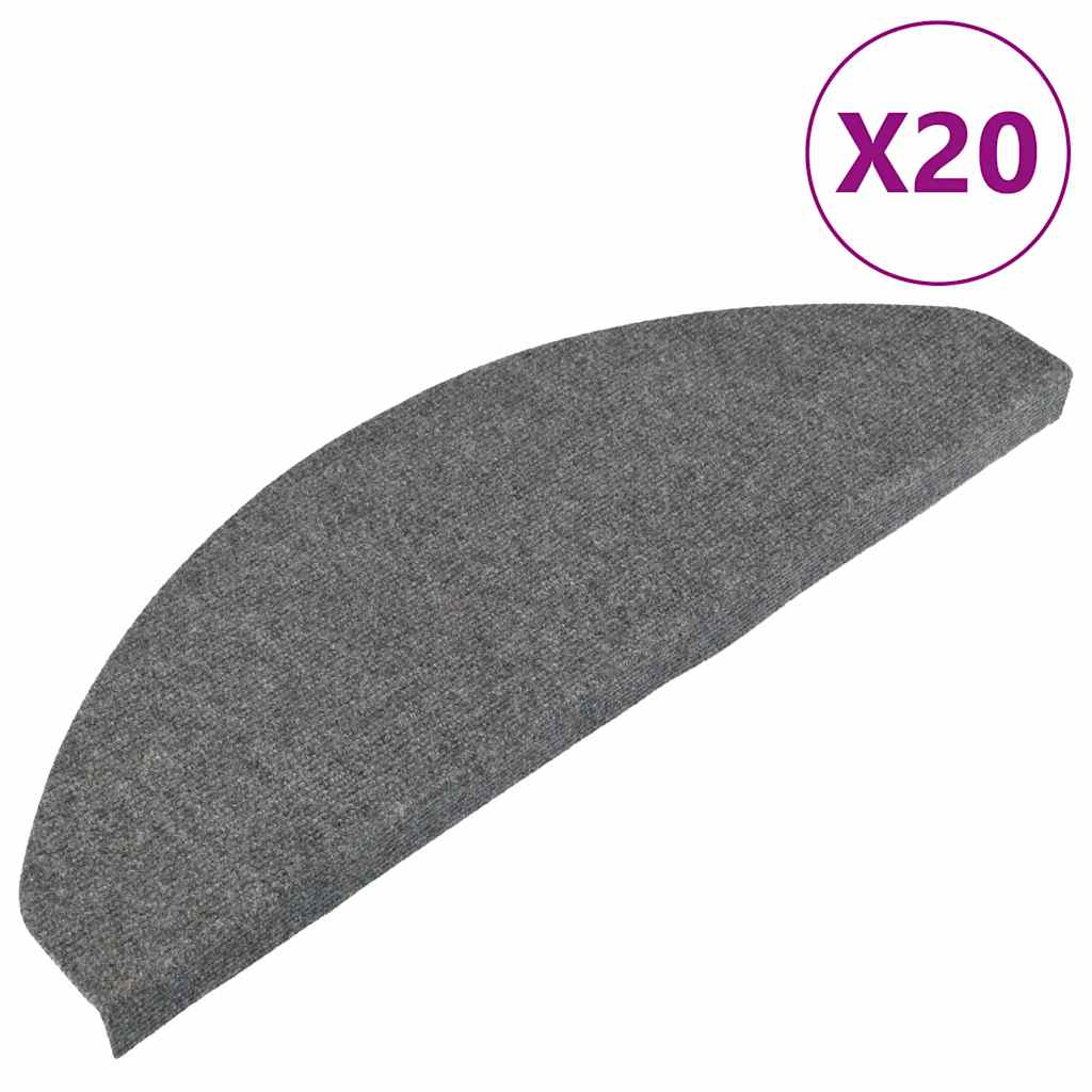 Samoljepljivi otirači za stepenice 20 kom sivi 65x22,5x3,5 cm