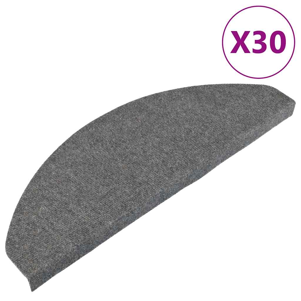 Samoljepljivi otirači za stepenice 30 kom sivi 65x22,5x3,5 cm