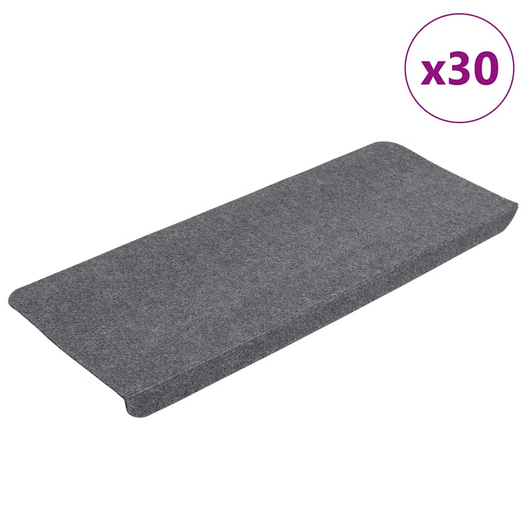 Samoljepljivi otirači za stepenice 30 kom sivi 65x24,5x3,5 cm
