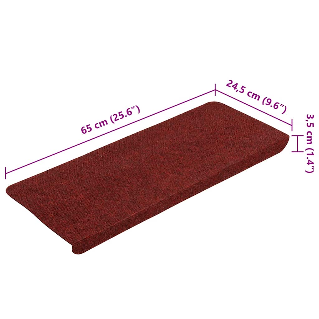 Samoljepljivi otirači za stepenice 30 kom crveni 65x22,5x3,5 cm