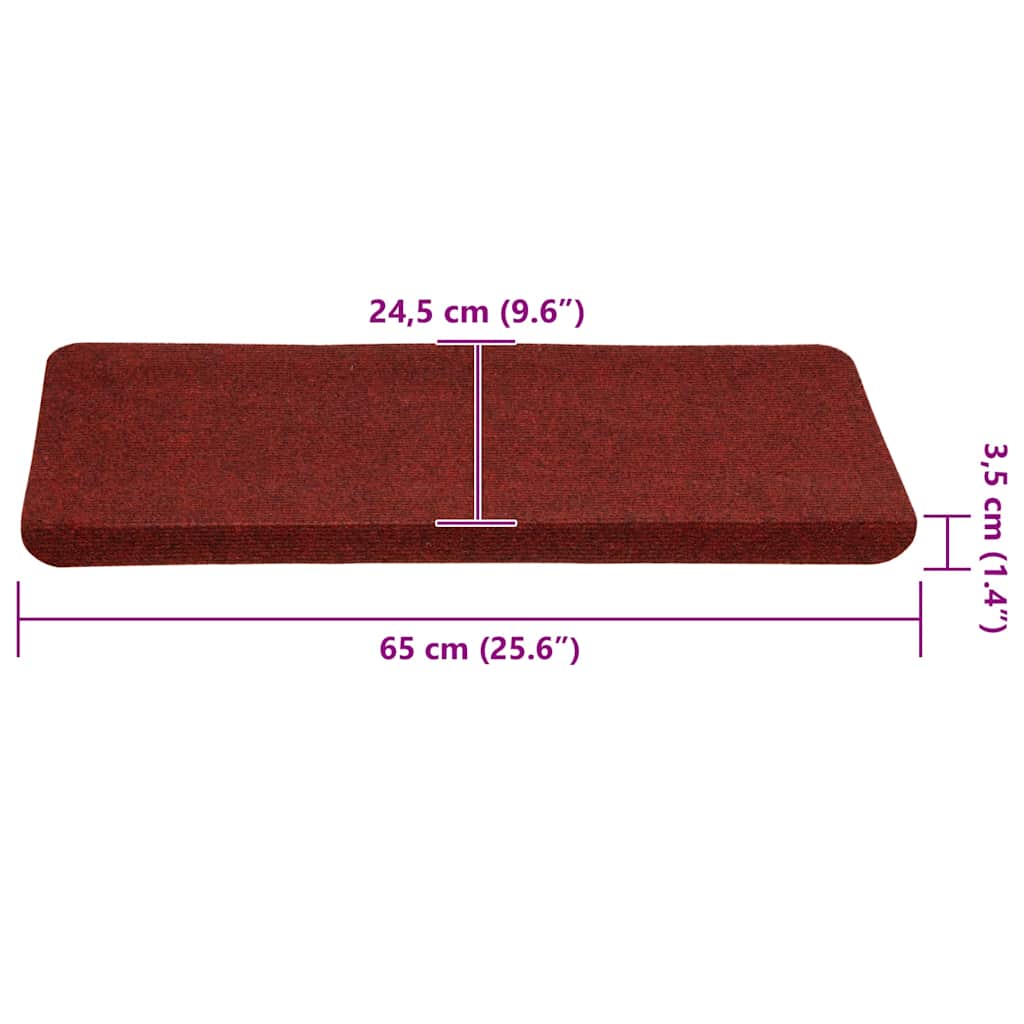 Samoljepljivi otirači za stepenice 30 kom crveni 65x24,5x3,5 cm