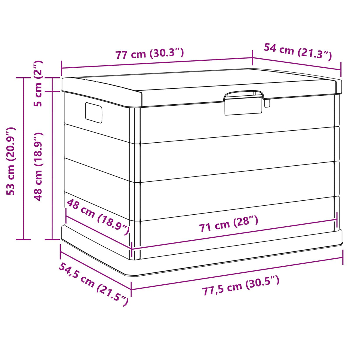 Kutija za spremanje u vrtu Antracit 77,5 x 54,5 x 53 cm