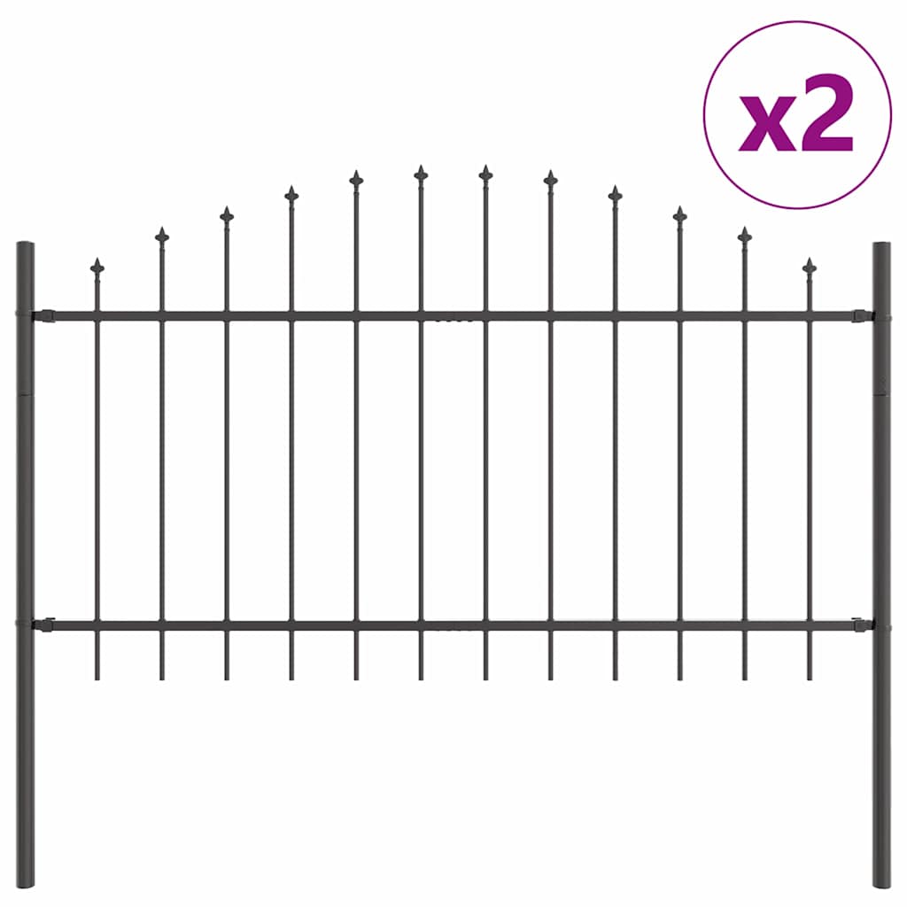 Vrtna Ograda 2 pcs Siva 170 x 140 cm Čelik s prahom premazan