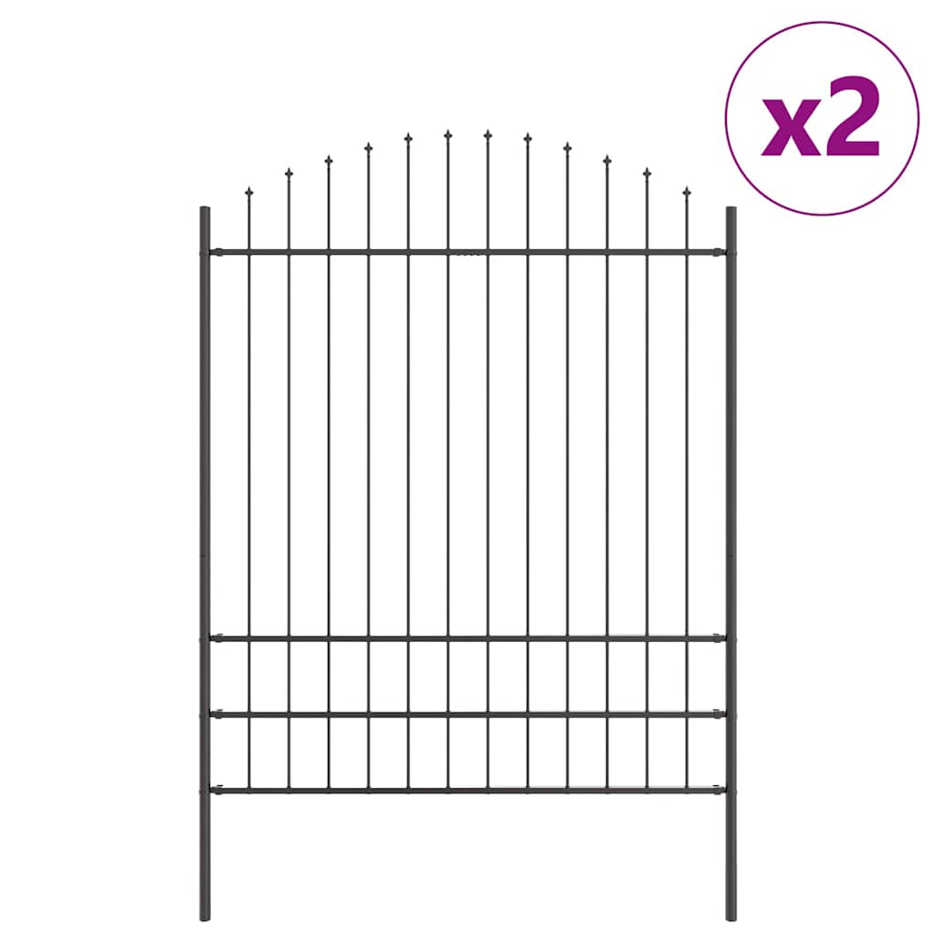 Vrtna Ograda 2 pcs Siva 170 x 225 cm Čelik s prahom premazan