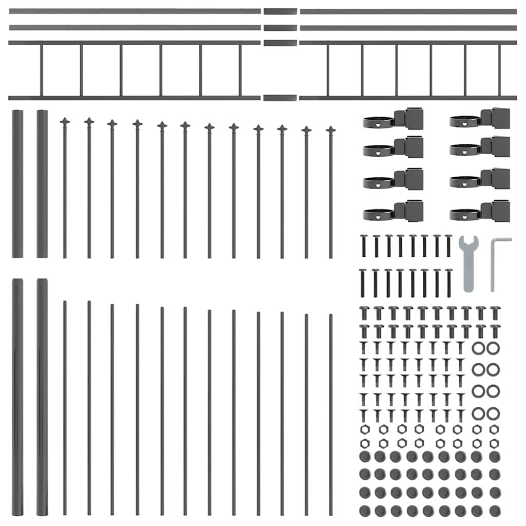 Vrtna Ograda 3 pcs Siva 170 x 225 cm Čelik s prahom premazan