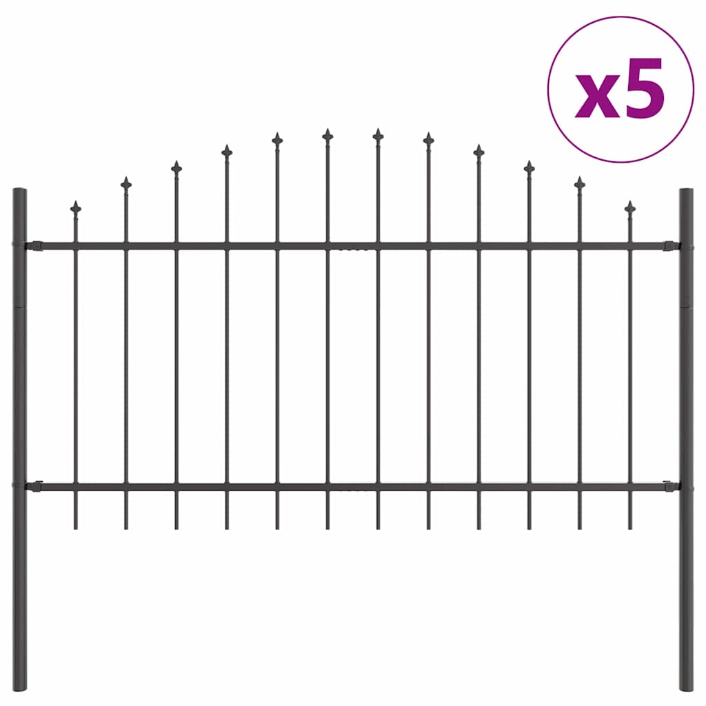 Vrtna Ograda 5 pcs Siva 170 x 140 cm Čelik s prahom premazan