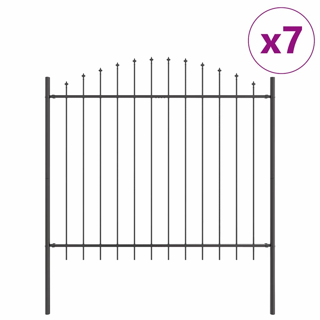 Vrtna Ograda 7 pcs Siva 170 x 165 cm Čelik s prahom premazan