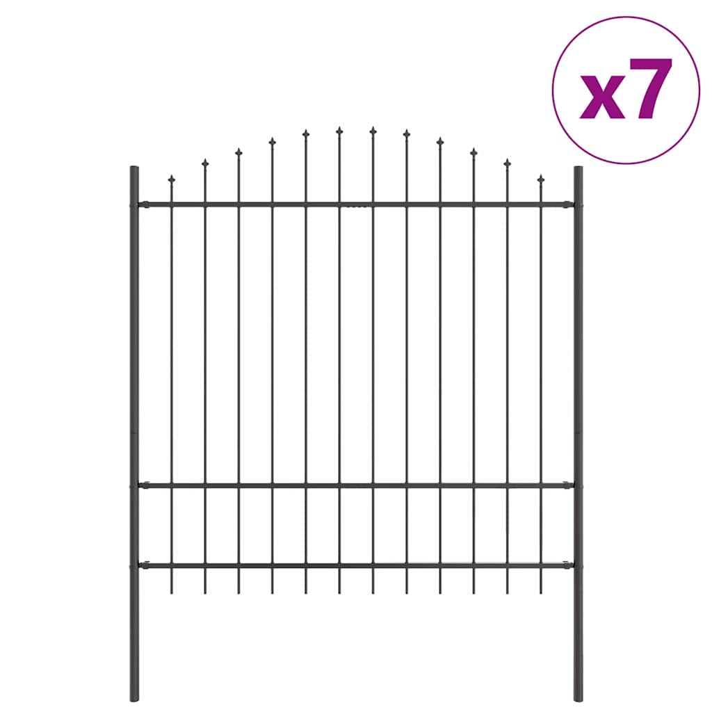 Vrtna Ograda 7 pcs Siva 170 x 215 cm Čelik s prahom premazan