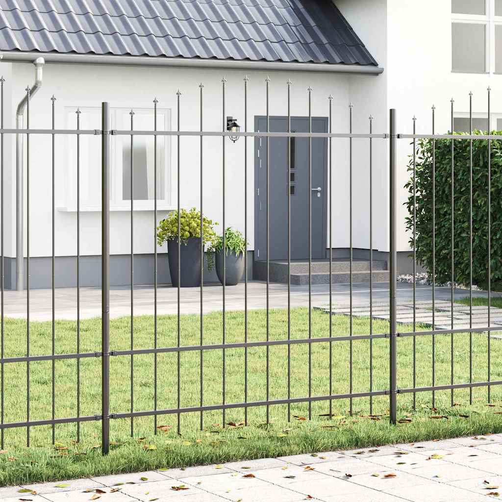 Vrtna Ograda 8 pcs Siva 170 x 215 cm Čelik s prahom premazan