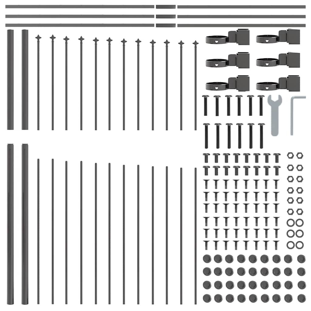 Vrtna Ograda 8 pcs Siva 170 x 215 cm Čelik s prahom premazan