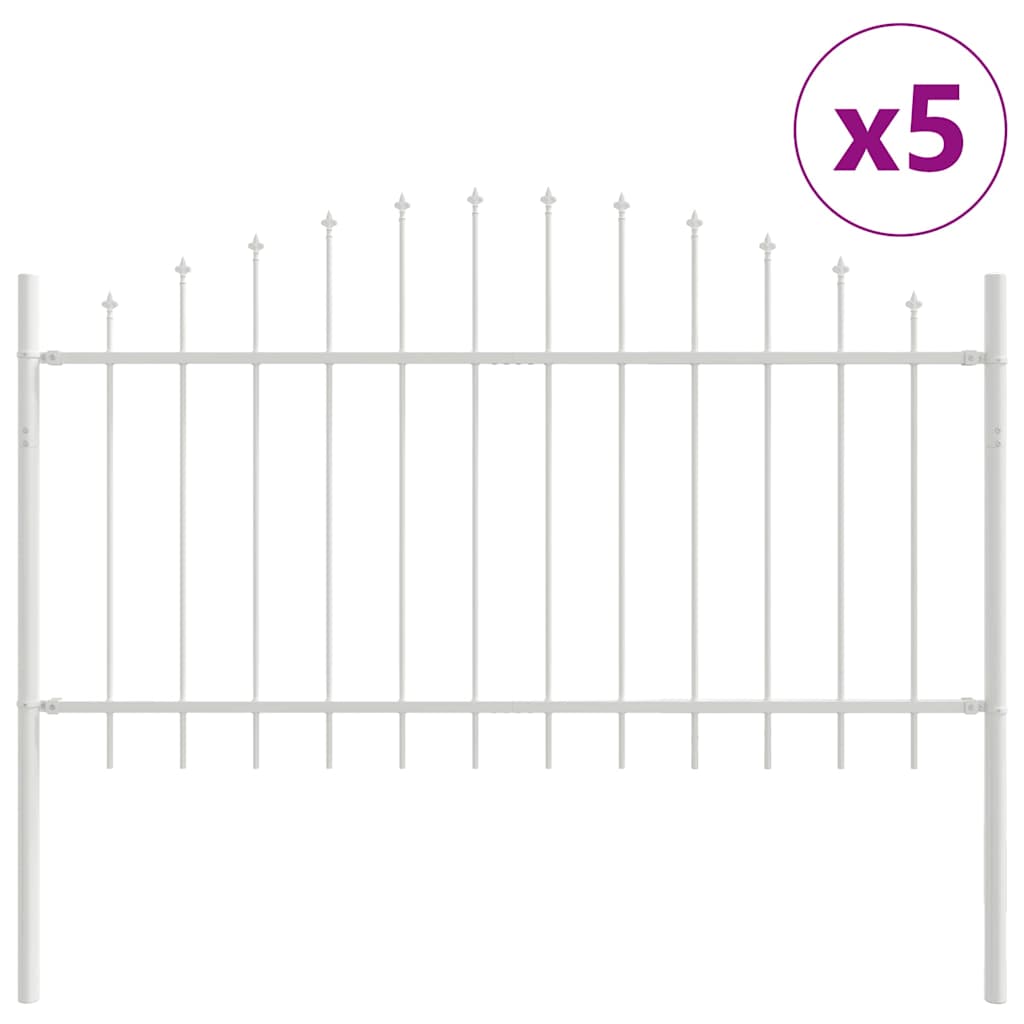 Vrtna Ograda 5 pcs Bijelo 170 x 140 cm Čelik s prahom premazan