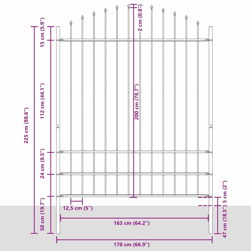 Vrtna Ograda 5 pcs Bijelo 170 x 225 cm Čelik s prahom premazan