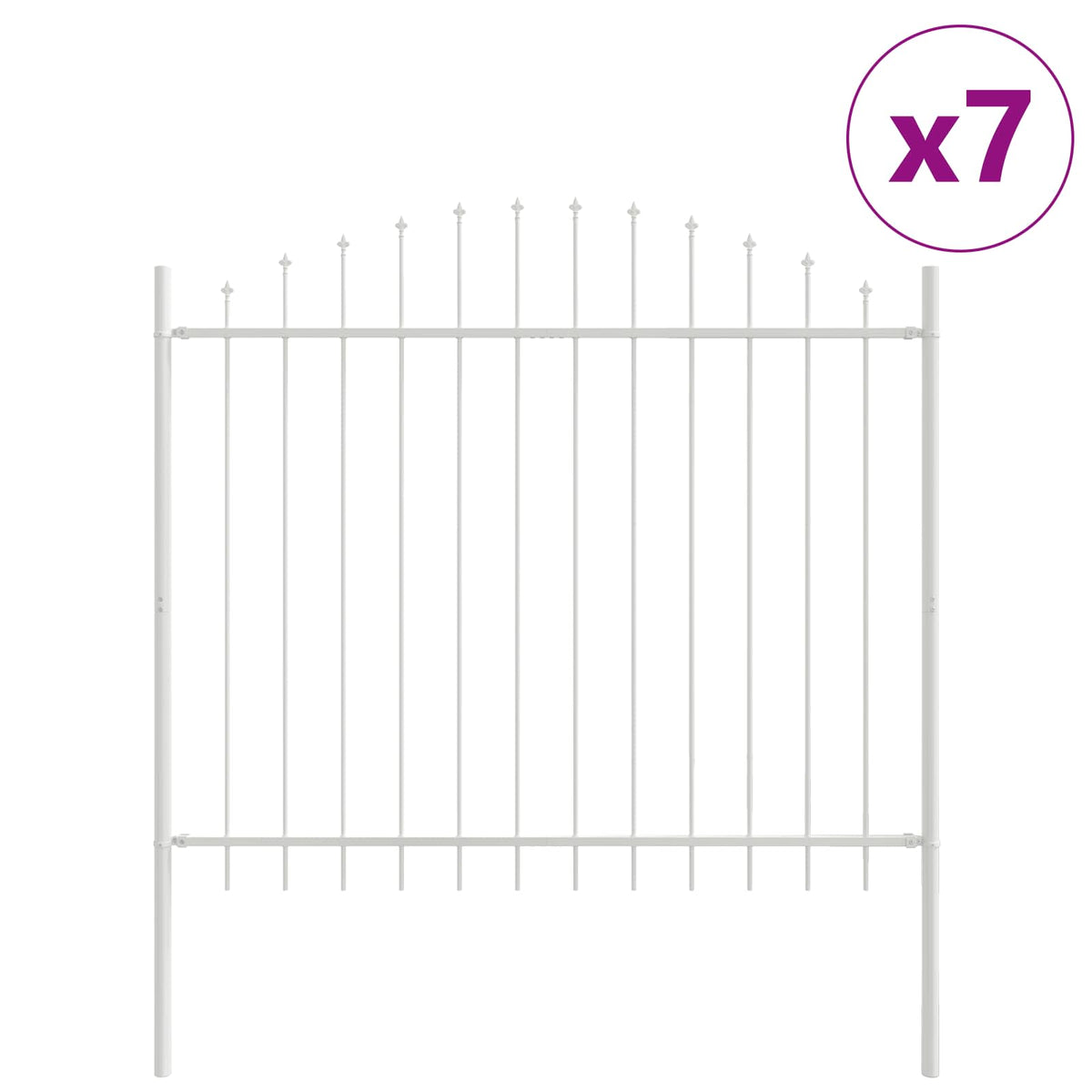 Vrtna Ograda 7 pcs Bijelo 170 x 165 cm Čelik s prahom premazan