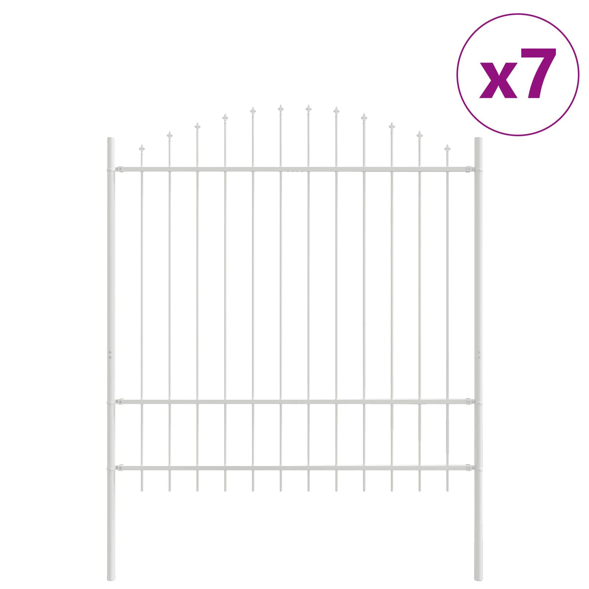 Vrtna Ograda 7 pcs Bijelo 170 x 215 cm Čelik s prahom premazan