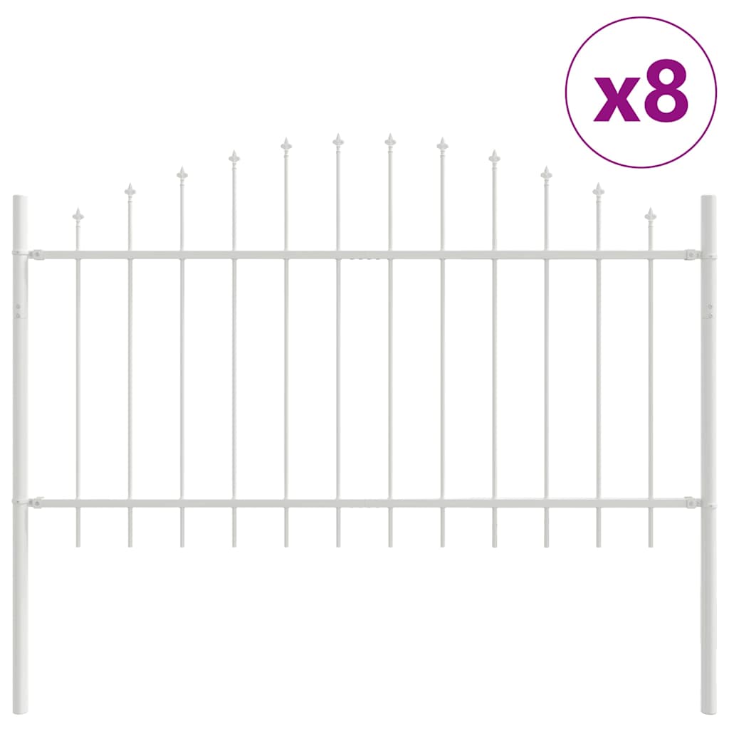 Vrtna Ograda 8 pcs Bijelo 170 x 140 cm Čelik s prahom premazan