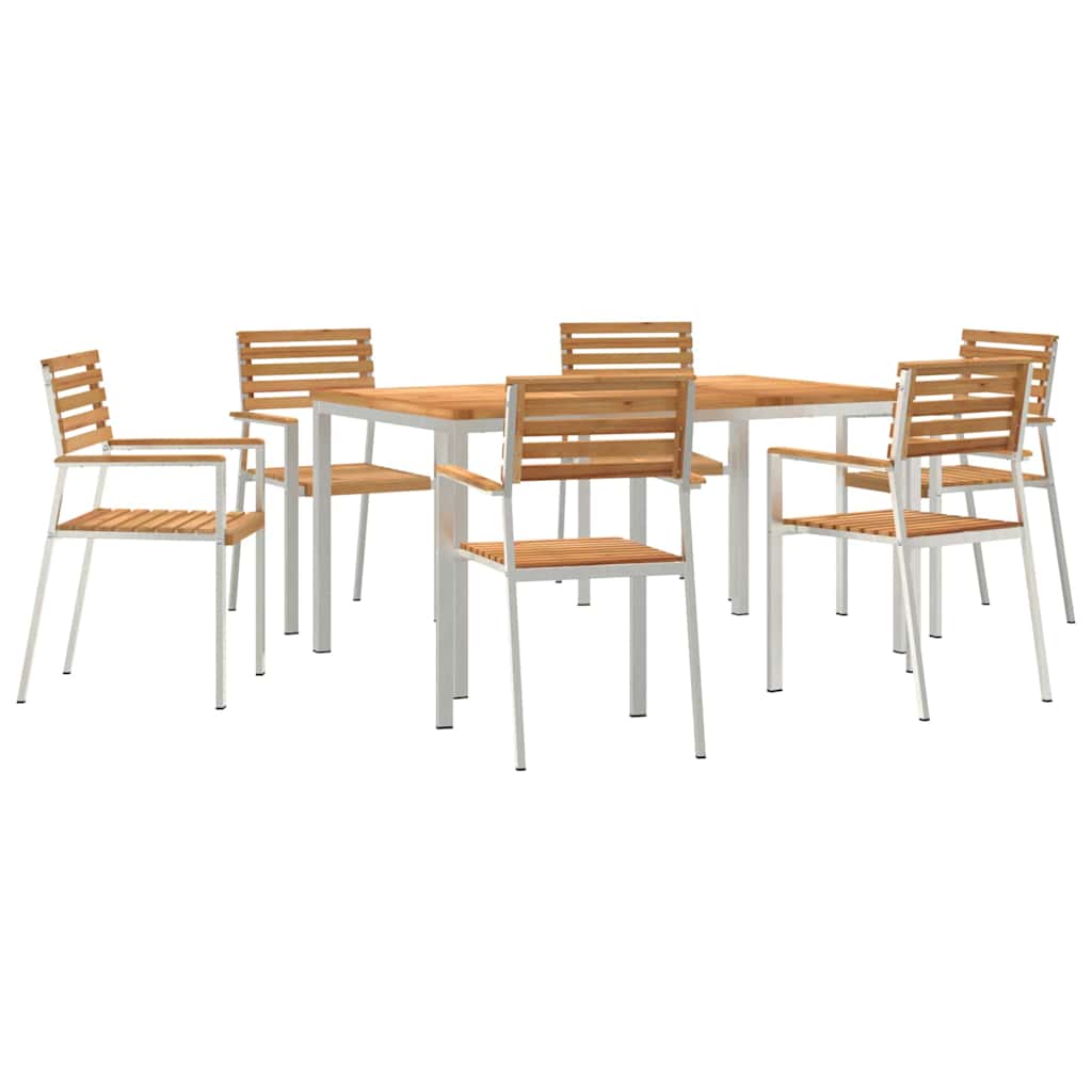 Vrtni set za objed 7 pcs Masivni teak drvo i nehrđajući čelik