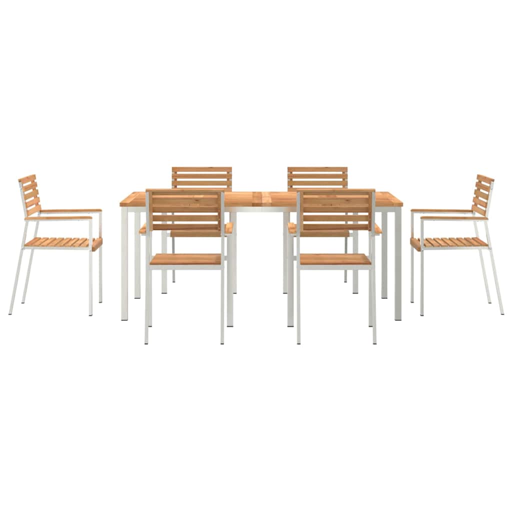 Vrtni set za objed 7 pcs Masivni teak drvo i nehrđajući čelik
