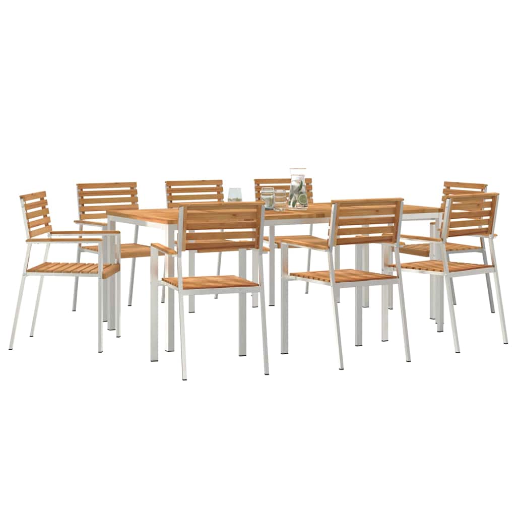 Vrtni set za objed 9 pcs Smeđa Čvrsto teak drvo