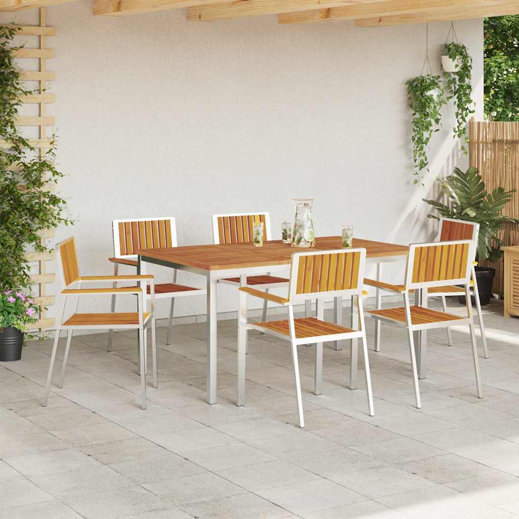 Vanjski set za objedovanje 7 pcs Smeđa Čvrsto drvo akacije