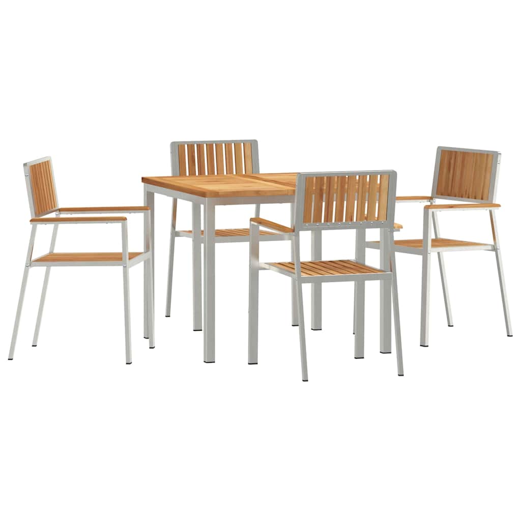 Vanjski set za objedovanje 5 pcs Smeđa Čvrsto teak drvo