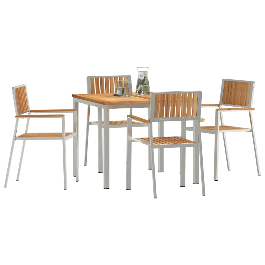 Vanjski set za objedovanje 5 pcs Smeđa Čvrsto teak drvo