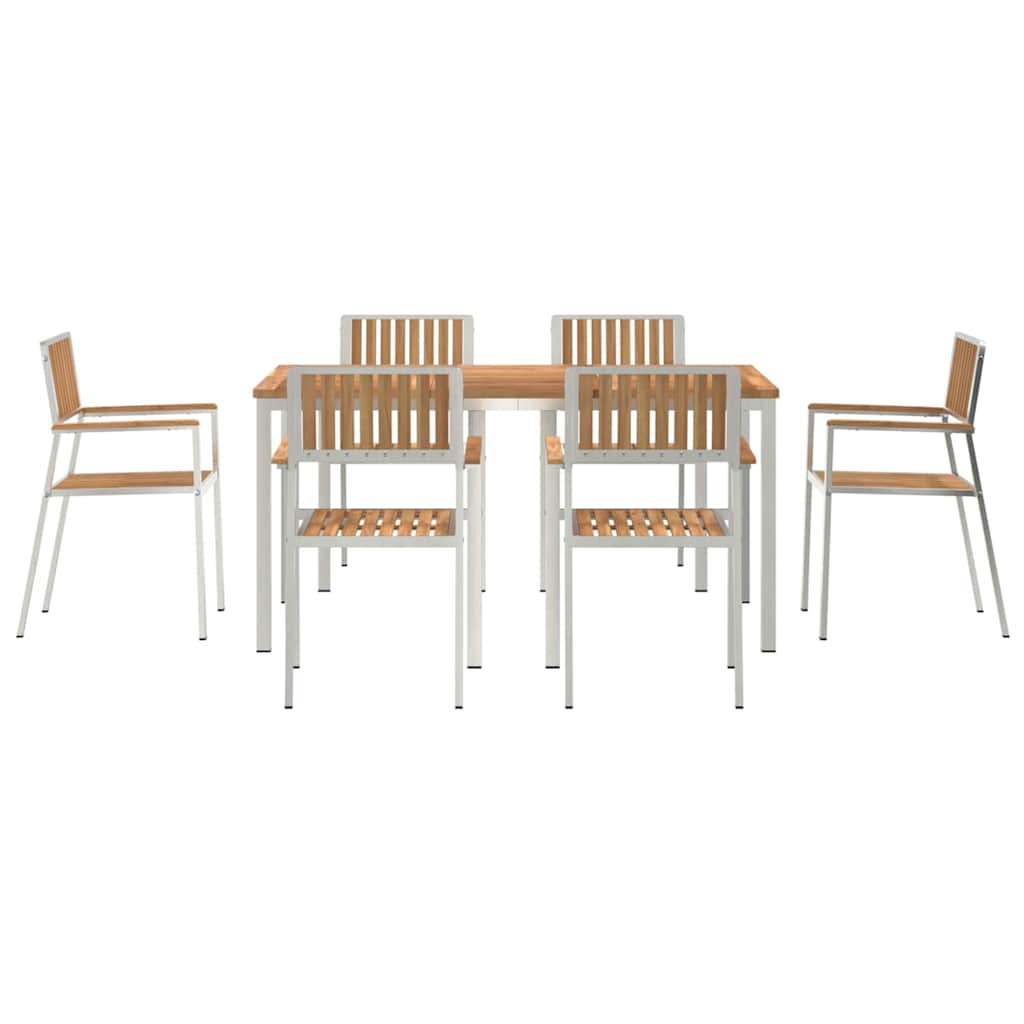Vanjski set za objedovanje 7 pcs Smeđa Čvrsto teak drvo