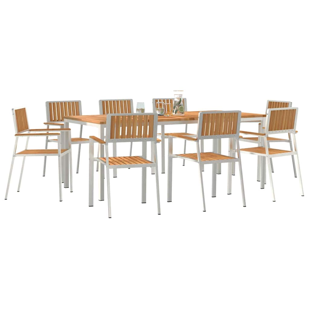 Vanjski set za objedovanje 9 pcs Smeđa Čvrsto teak drvo