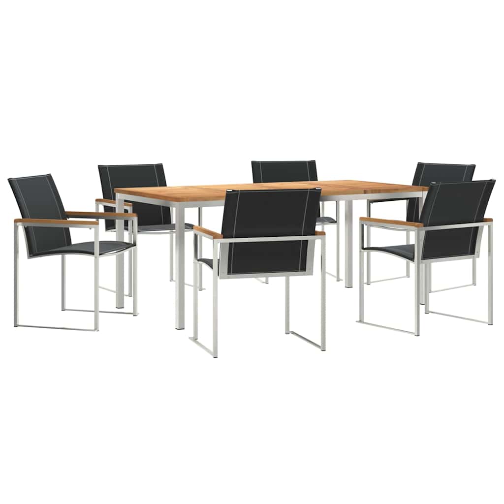 Vrtni set za objed 7 pcs Smeđa Čvrsto drvo akacije
