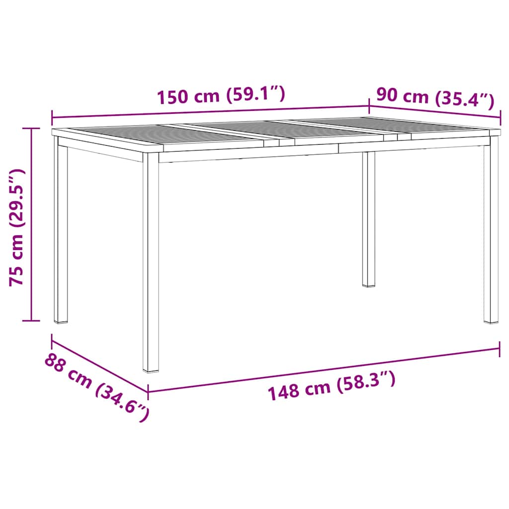 Vrtni set za objed 5 pcs Masivni teak drvo i nehrđajući čelik