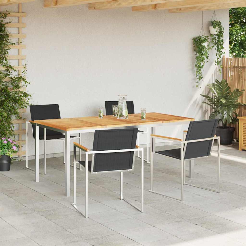 Vrtni set za objed 5 pcs Masivni teak drvo i nehrđajući čelik