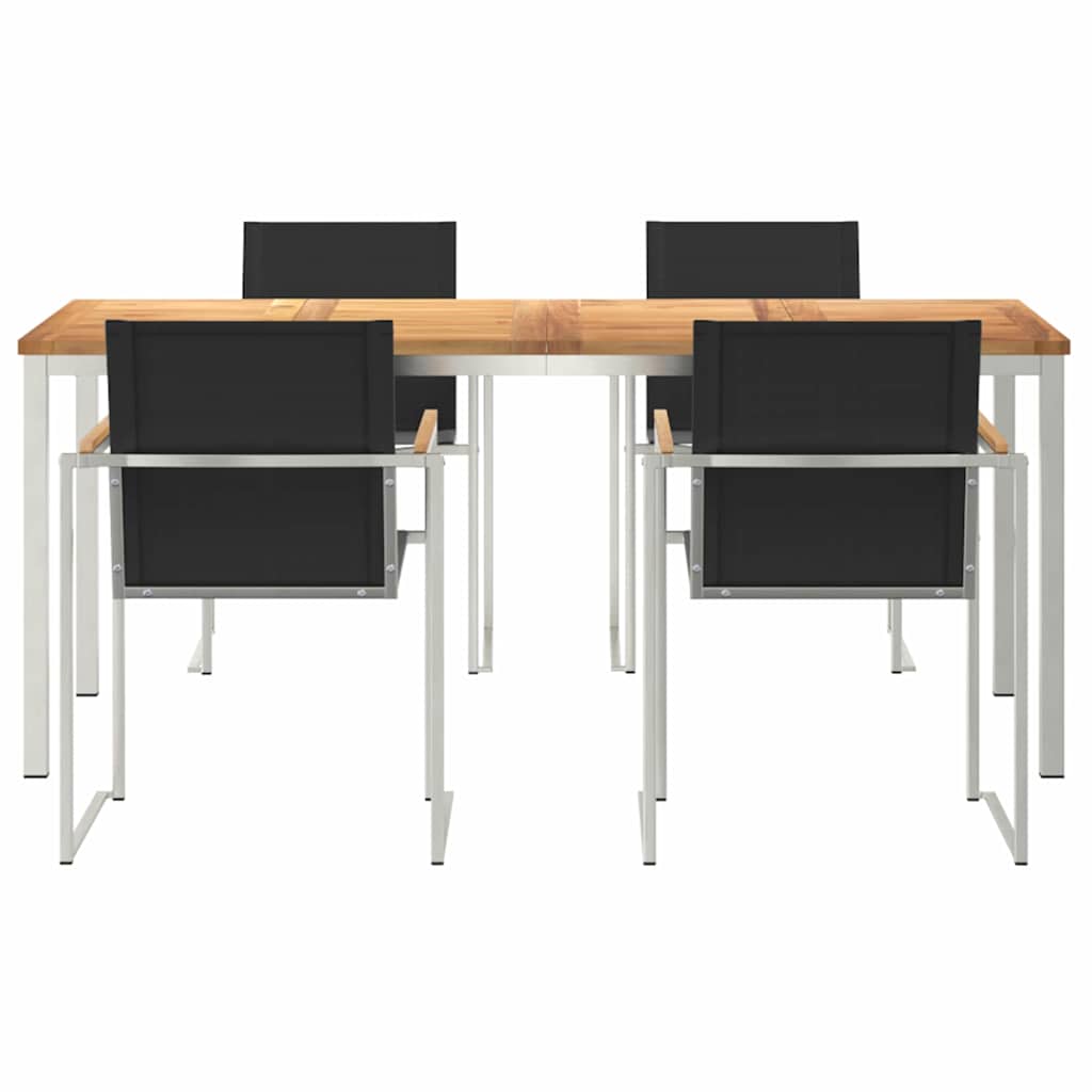 Vrtni set za objed 5 pcs Masivni teak drvo i nehrđajući čelik