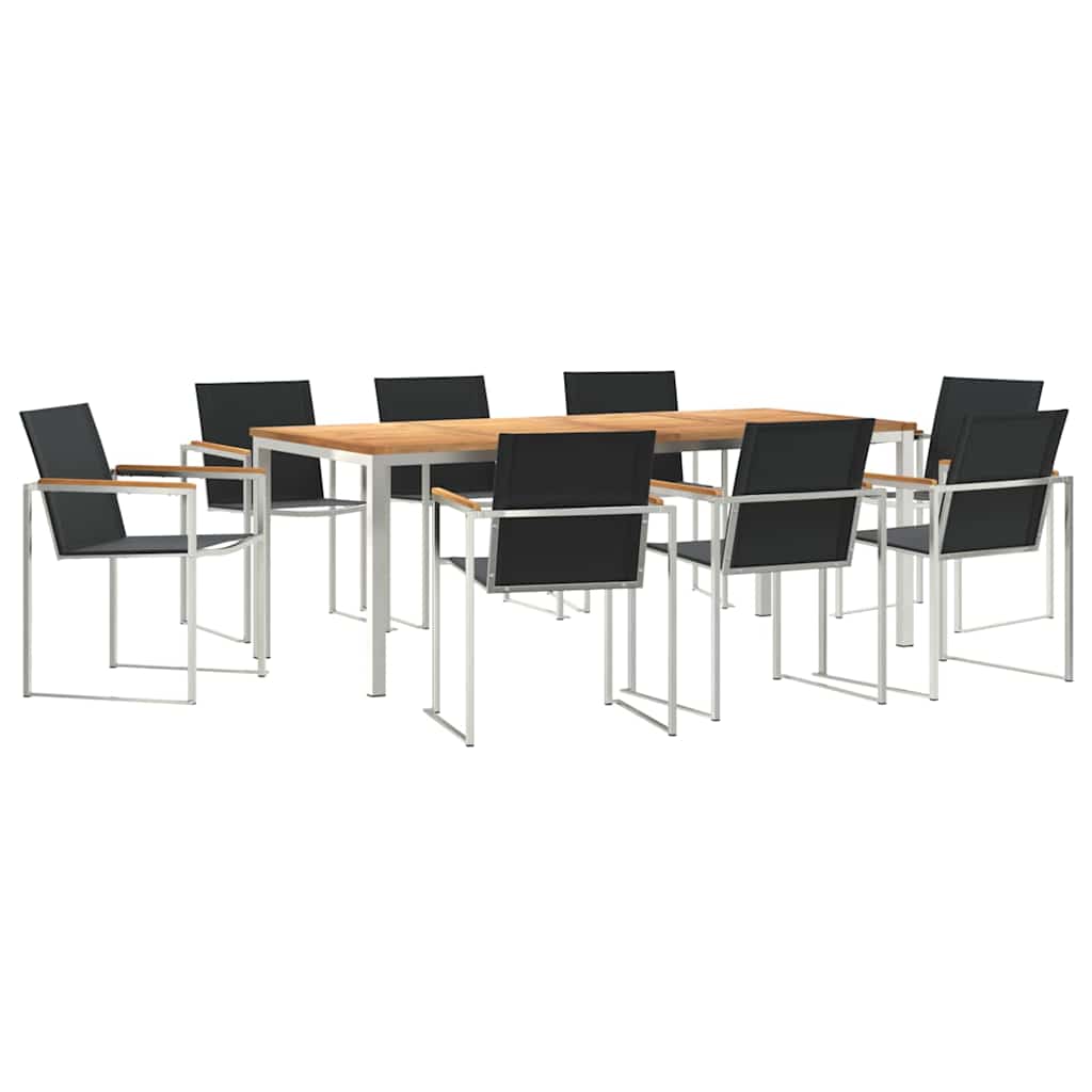 Vrtni set za objed 9 pcs Masivni teak drvo i nehrđajući čelik