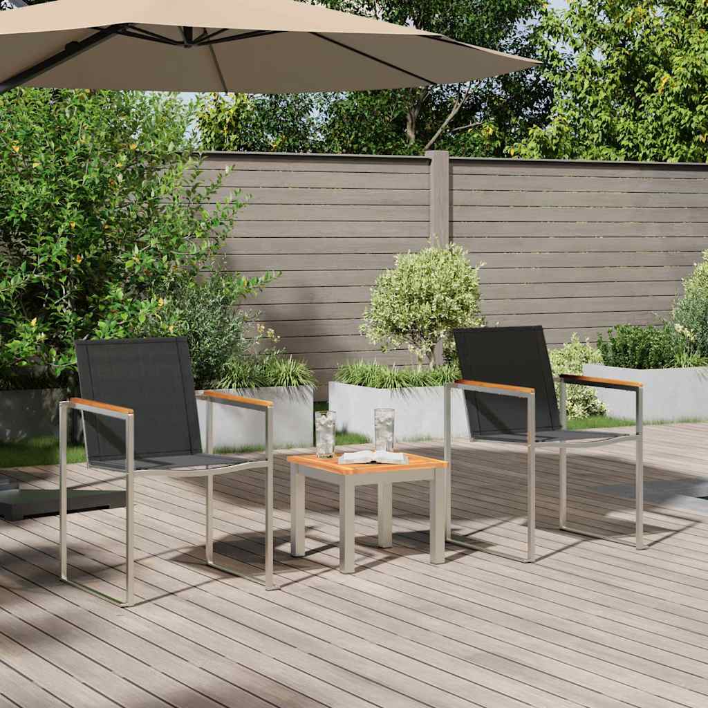 Vrtni set za objed 3 pcs Smeđa i crna Čvrsto teak drvo