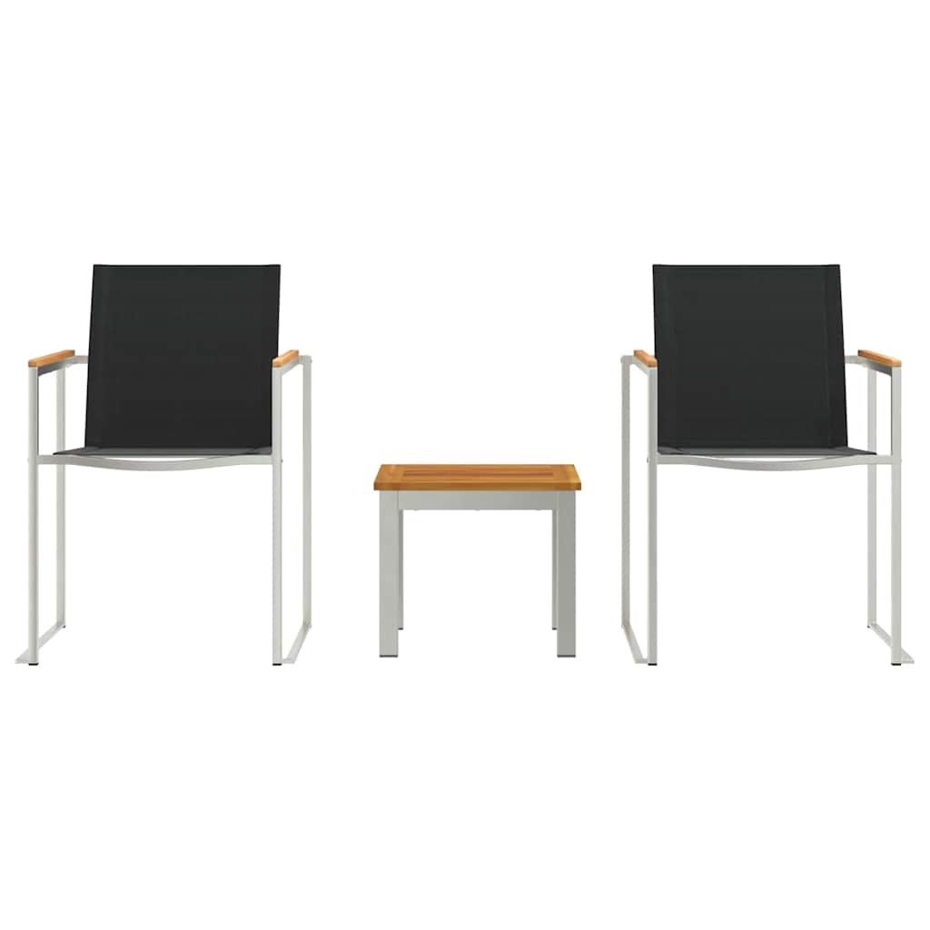 Vrtni set za objed 3 pcs Smeđa i crna Čvrsto teak drvo