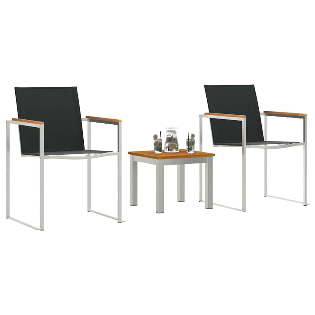 Vrtni set za objed 3 pcs Smeđa i crna Čvrsto teak drvo