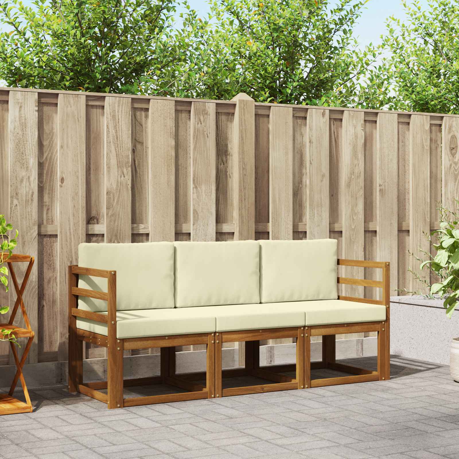Set vanjskih sofa s jastukom 3 pcs Prirodna i krem