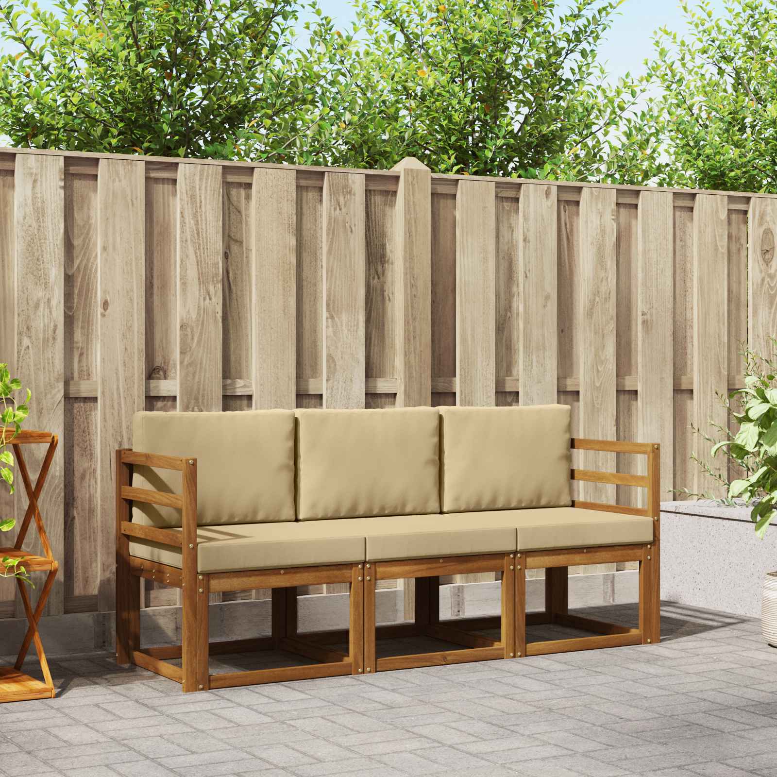 Set vanjskih sofa s jastukom 3 pcs Prirodna i bež