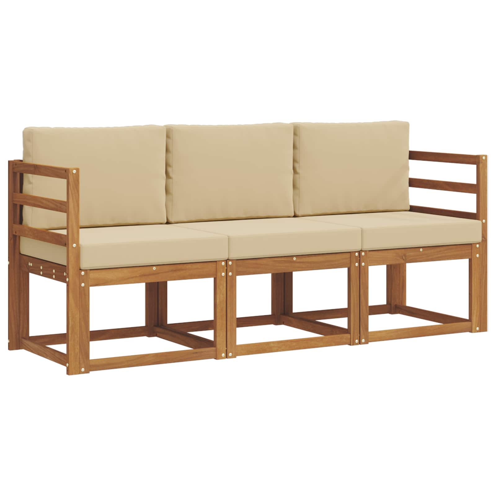 Set vanjskih sofa s jastukom 3 pcs Prirodna i bež