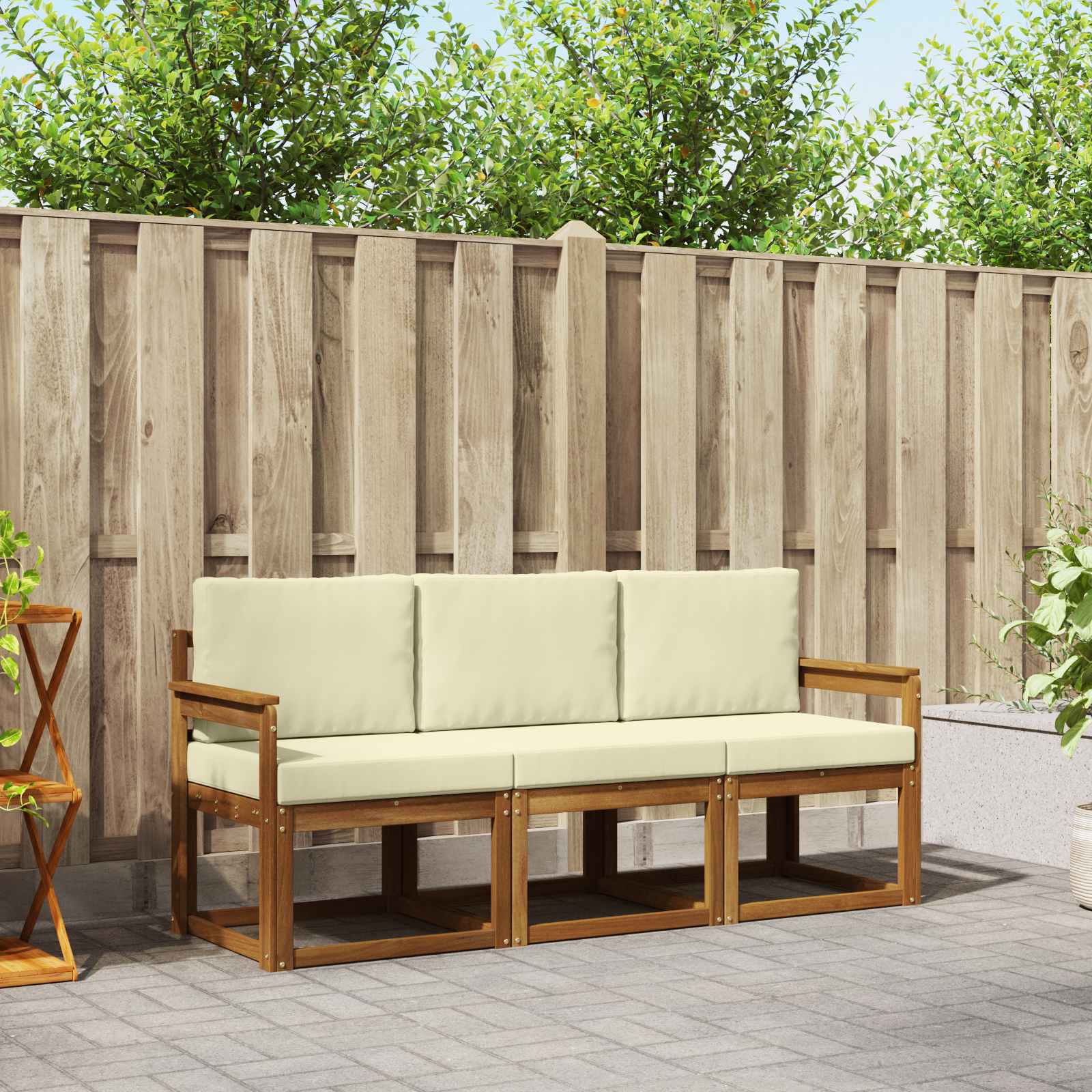 Set vanjskih sofa s jastukom 3 pcs Prirodna i krem
